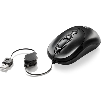 Mini Mouse Óptico Usb Cabo Retrátil Preto Ms3208-2 C3 Tech
