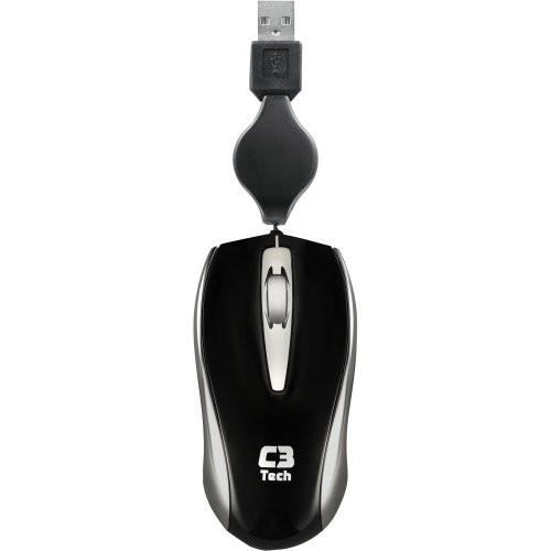Mini Mouse Retatil USB 800DPI MS3209 Preto C3 TECH