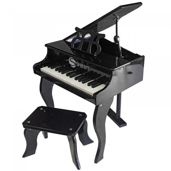 Mini Piano Infantil Cauda Pyreto 30 Teclas com Banquinho Madeira - Shiny Toys