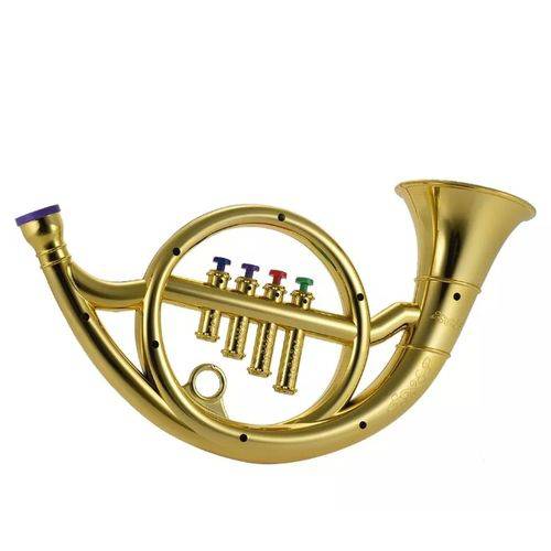 Mini Trompete Infantil Acustico Instrumento Musical Criança 4 Botoes para Iniciantes
