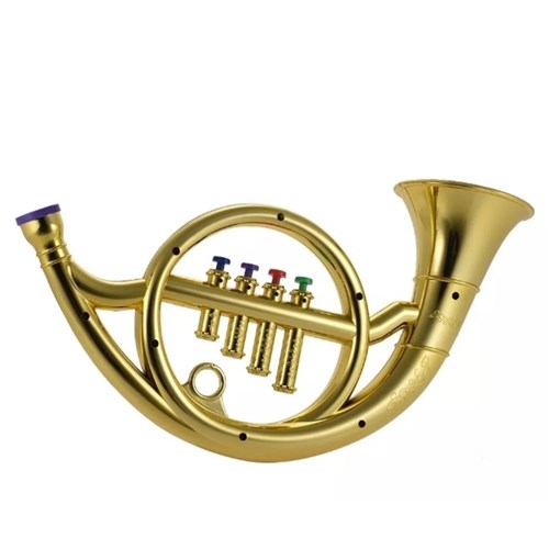 Mini Trompete Infantil Acustico Instrumento Musical Criança 4 Botoes para Iniciantes