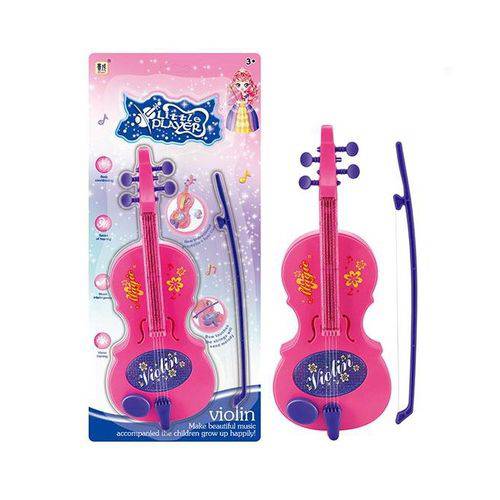 Mini Violino Infantil Eletronico com 4 Cordas e Arco com Luz e Som para Crianças