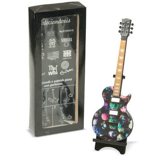 Miniatura Guitarra Caveiras Coloridas - Rockcine