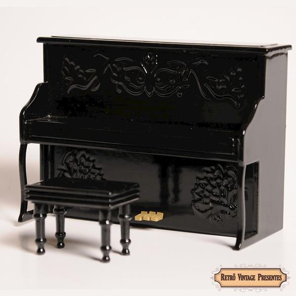 Miniatura Piano Vertical de Madeira - Perfeito - Importado