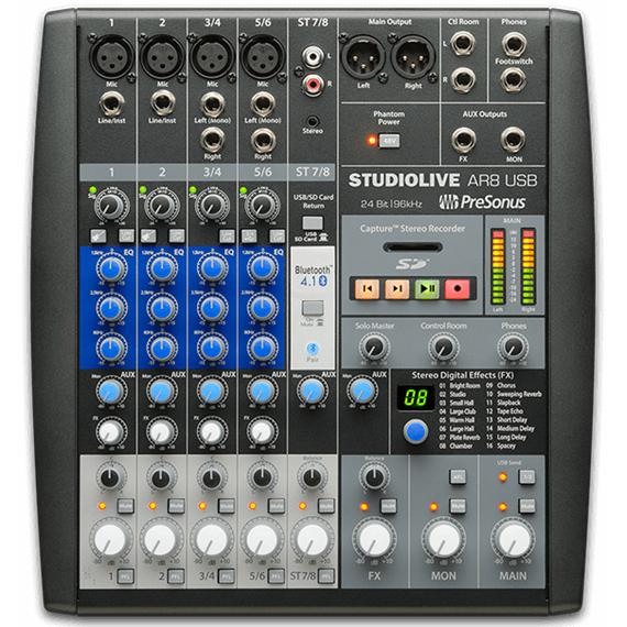 Mixer Analógico Interface Gravação Presonus Studiolive Ar8