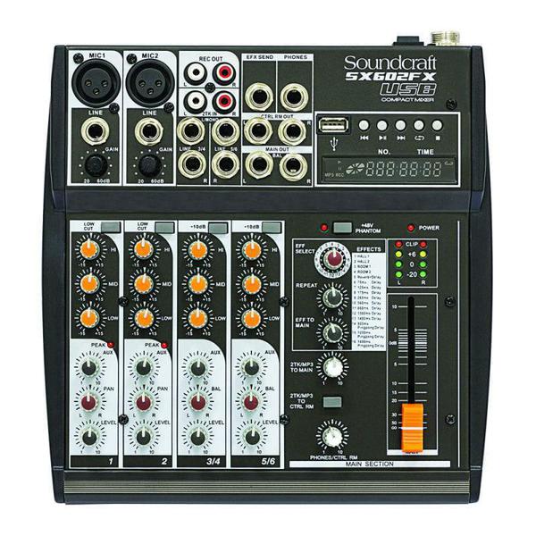 Mixer Analógico Soundcraft SX602FX 6 Canais USB - Harman - Soundcraft