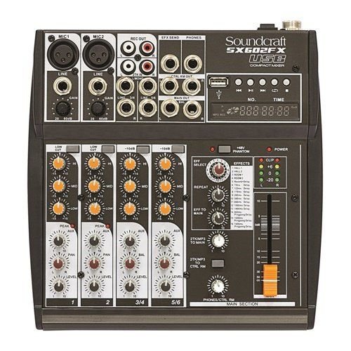 Mixer Analogico Soundcraft SX602FX 6 Canais USB - Sound Craft