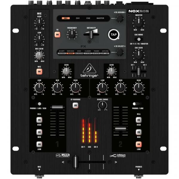 Mixer de DJ Behringer NOX202 Crossfaders VCA Infinium Contact Free 2 Canais (Bivolt)