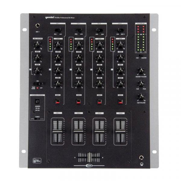 Mixer DJ Gemini PS 828X de 4 Canais XLR Balanceada CrossFader e Rail Glide Preto