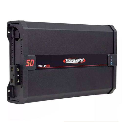 Módulo Amplificador Digital SounDigital SD8000.1D EVO 2.1 Black 1 Canal 8000 Watts RMS 1 Ohms