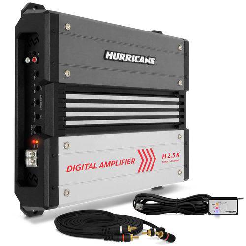 Módulo Amplificador Hurricane H 2.5k 2500w Rms + Controle Bass + Cabo Rca Technoise 5 Metros