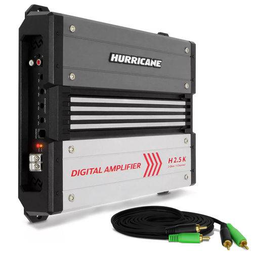Módulo Amplificador Hurricane H 2.5K Digital 2500W Rms 1 Canal 2 Ohms Stereo Rca + Cabo Rca 4mm 5m