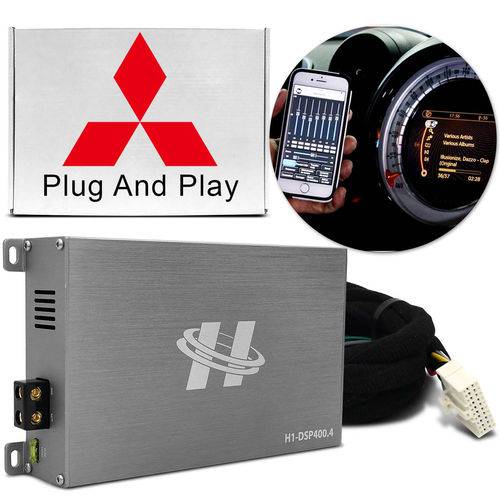 Módulo Amplificador Hurricane H1-dsp400.4 400w Rms 4 Canais 4 Ohm + Chicote Plug And Play Mitsubishi