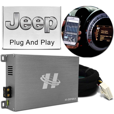 Módulo Amplificador Hurricane H1-Dsp400.4 400W Rms 4 Canais 4 Ohms + Chicote Plug And Play Jeep