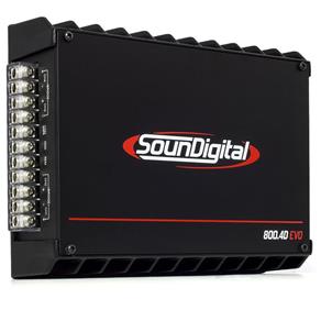 Módulo Amplificador SounDigital SD800 EVO II Black 800Watts RMS 4 Canais 2 Ohms
