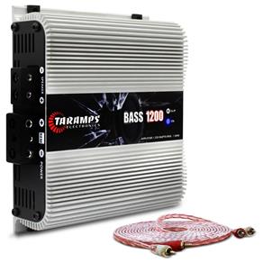 Módulo Amplificador Taramps Bass 1200 1200W RMS 1 Canal 1 Ohm Classe D + Cabo RCA Stetsom 5M 2mm²