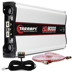 Módulo Amplificador Taramps HD 8000 Class D 8000W RMS 1 Canal 2 Ohms + Cabo RCA Stetsom 5M 2mm²