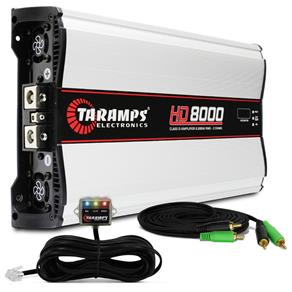 Módulo Amplificador Taramps HD 8000 Class D Amplifier 8000W RMS 1 Canal 2 Ohms + Cabo RCA 4mm 5m