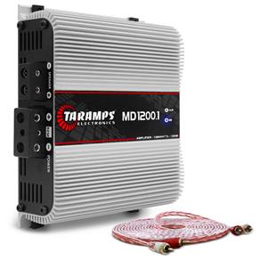 Módulo Amplificador Taramps MD 1200.1 1200W RMS 1 Canal 1 Ohm Classe D + Cabo RCA Stetsom 5M 2mm²