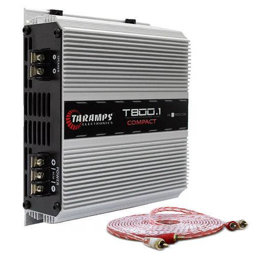 Módulo Amplificador Taramps T800.1 Compact 800W Rms 1 Canal 2 Ohms + Cabo Rca Stetsom 5M 2mm²