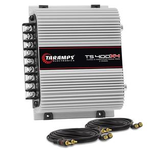 Módulo Amplificador Taramps TS400 X4 - 4 Canais - 400 Watts RMS + Cabo RCA 5 Metros