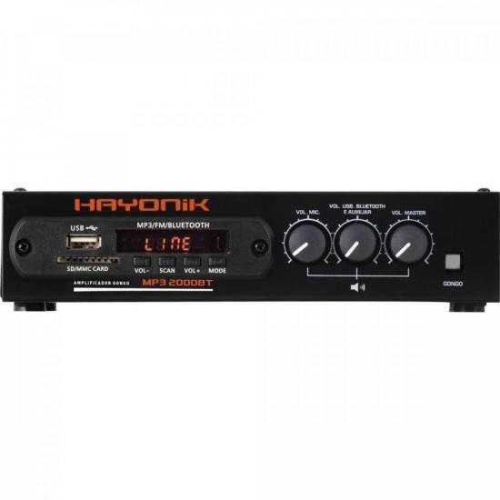 Modulo PRE Amplificador C/ Gongo FM/USB/MP3/BLUETOOTH MP3 2000BT Hayonik - eu Quero Eletro