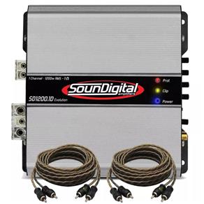 Módulo Soundigital Sd1200.1d Evolution 1200w Rms 1 - 2 Ohms + 2 RCA