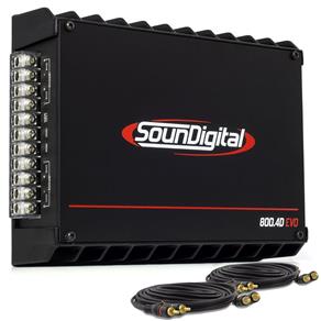 Módulo Soundigital SD800 4D Evolution II 800W 2 Ohms 4 Canais + Cabo RCA 5 Metros
