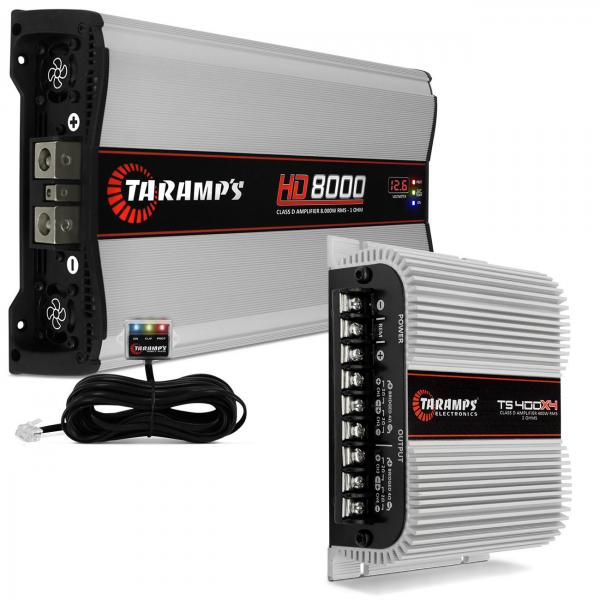Módulo Taramps TS400 400W RMS 2 Ohms + Módulo Taramps HD8000 8000W RMS 1 Ohm Projeto Paredão