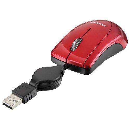 Mouse Multilaser Mini Mo163 Retrátil Usb Vermelho