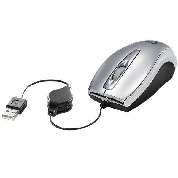 Mouse Óptico com Cabo Retrátil 800dpi Prata MS3209-2R BSI C3 TECH - C3 Tech