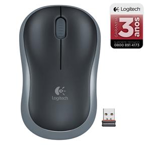 Mouse Óptico Logitech M185 Wireless - Cinza/Preto
