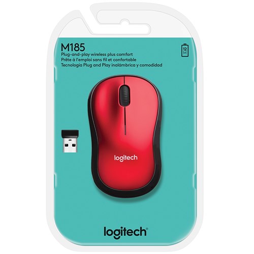 Mouse Sem Fio Logitech M185 Vermelho