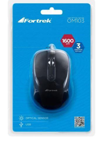 Mouse USB 1600dpi OM-103BK Preto FORTREK - Fortreck