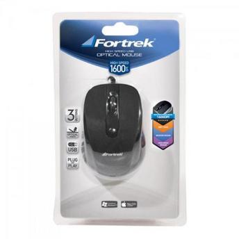 Mouse USB 1600dpi OM-103BK Preto FORTREK