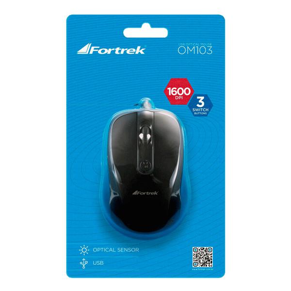Mouse USB 1600DPI OM-103BK Preto FORTREK