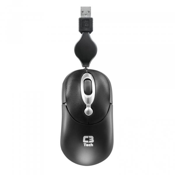 Mouse USB Mini Cabo Retratil Óptico MS3208-2 Prata C3 Tech