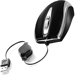 Mouse USB Retrátil Retrátil Preto - C3Tech