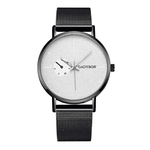 Homens Simples Clássico Casual Business Pointer Mesh Relógio de quartzo com cinta de aço inoxidável