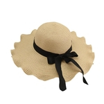TS Mulheres Concise elegante dobrável bowknot Straw Sun Hat