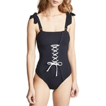 Mulheres Quick Dry Straps Enlaçando One-peças Bikini