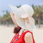 Mulheres Verão Simples bowknot Grande Brim dobrável Cap respirável exterior Sunscreen