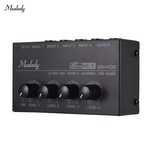 Muslady MX400 Ultra-compacto de Baixo Ruído 4 Canais Linha Mono Mixer de Áudio com Adaptador de Energia