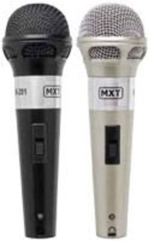 Mxt Microfone M-201 Par Preto/Prata Plastico C/Fio 3Mt 541024