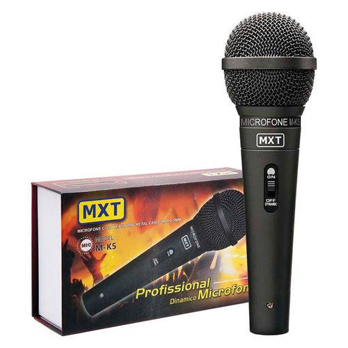 Mxt Microfone M-k5 Preto Metal C/ Fio 3 Mt 541022