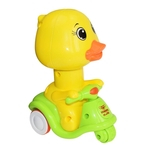 Na cadeia Press Cartoon Motorcycle Yellow Duck Toy Animal bonito Crianças