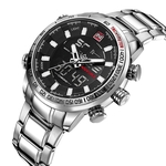 Naviforce Men Quartz Digital Watch Calendar Relógio de pulso desportivo em aço inoxidável impermeável luminoso