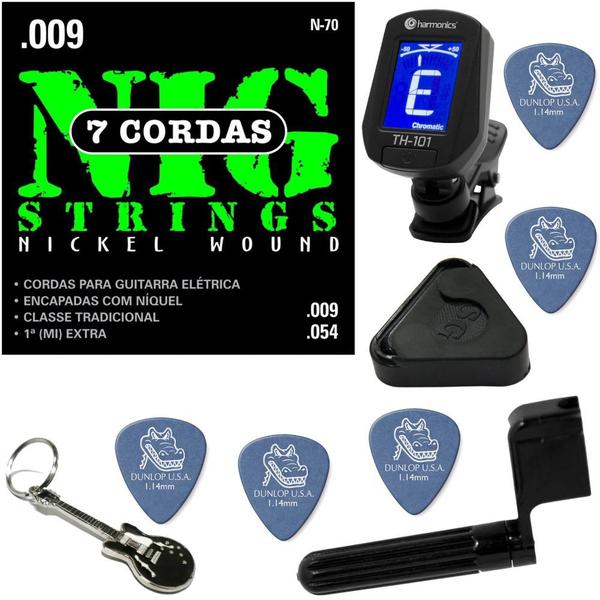 Nig N70 Encordoamento para Guitarra 7 Cordas 09 054 + Kit de Acessórios IZ2