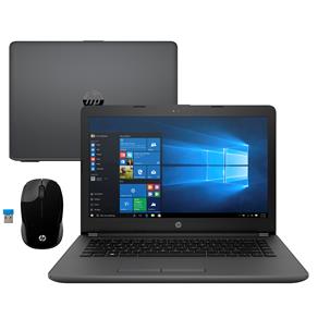 Notebook HP Core I3-7020U 4GB 128GB SSD Tela 14” Windows 10 246 G6 + Mouse HP X200 Oman Sem Fio Preto