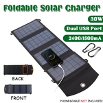 Novo Design LEORY 30 W 5 V Dobrável Painel Solar Carregador Banco Solar Células Solares Dual USB para Ao Ar Livre